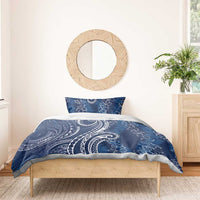 Polynesia Plumeria Lei Bedding Set Navy Blue Curves Motif