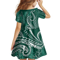 Polynesia Plumeria Lei Family Matching Mermaid Dress and Hawaiian Shirt Sage Green Curves Motif LT7 - Polynesian Pride