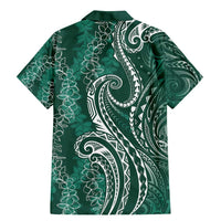Polynesia Plumeria Lei Family Matching Mermaid Dress and Hawaiian Shirt Sage Green Curves Motif LT7 - Polynesian Pride