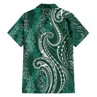 Polynesia Plumeria Lei Family Matching Tank Maxi Dress and Hawaiian Shirt Sage Green Curves Motif LT7 - Polynesian Pride