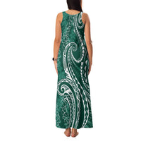 Polynesia Plumeria Lei Family Matching Tank Maxi Dress and Hawaiian Shirt Sage Green Curves Motif LT7 - Polynesian Pride