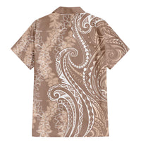 Polynesia Plumeria Lei Family Matching Mermaid Dress and Hawaiian Shirt Beige Curves Motif LT7 - Polynesian Pride