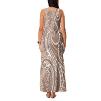 Polynesia Plumeria Lei Family Matching Tank Maxi Dress and Hawaiian Shirt Beige Curves Motif LT7 - Polynesian Pride