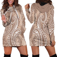 Polynesia Plumeria Lei Hoodie Dress Beige Curves Motif