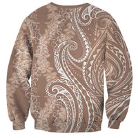Polynesia Plumeria Lei Sweatshirt Beige Curves Motif