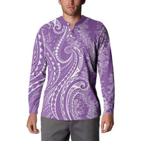 Polynesia Plumeria Lei Button Sweatshirt Periwinkle Curves Motif
