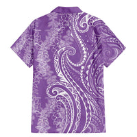 Polynesia Plumeria Lei Family Matching Mermaid Dress and Hawaiian Shirt Periwinkle Curves Motif LT7 - Polynesian Pride
