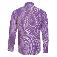 Polynesia Plumeria Lei Family Matching Short Sleeve Bodycon Dress and Hawaiian Shirt Periwinkle Curves Motif LT7 - Polynesian Pride