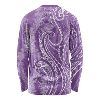 Polynesia Plumeria Lei Long Sleeve Shirt Periwinkle Curves Motif