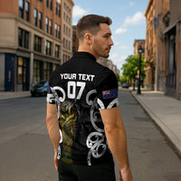 New Zealand WC2026 Custom Black Zipper Polo Shirt Silver Fern