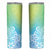 Polynesia Skinny Tumbler Plumeria Blue Gradient Curves