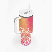 Polynesia Tumbler With Handle Plumeria Pink Gradient Curves