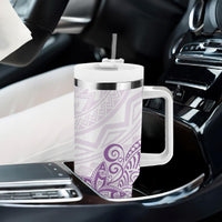 Polynesia Tumbler With Handle Plumeria Lavender Curves