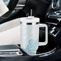 Polynesia Tumbler With Handle Plumeria Turquoise Curves