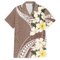 Aloha Hawaii Festive Family Matching Puletasi and Hawaiian Shirt Frangipani Lace Classic - Beige LT7 Dad's Shirt - Short Sleeve Beige - Polynesian Pride
