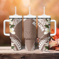 Aloha Hawaii Festive Tumbler With Handle Frangipani Lace Classic - Beige