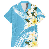 Aloha Hawaii Festive Family Matching Off The Shoulder Long Sleeve Dress and Hawaiian Shirt Frangipani Lace Classic - Turquoise LT7 Dad's Shirt - Short Sleeve Turquoise - Polynesian Pride