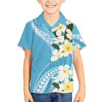 Aloha Hawaii Festive Family Matching Tank Maxi Dress and Hawaiian Shirt Frangipani Lace Classic - Turquoise LT7 Son's Shirt Turquoise - Polynesian Pride