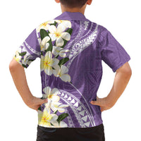 Aloha Hawaii Festive Family Matching Off The Shoulder Long Sleeve Dress and Hawaiian Shirt Frangipani Lace Classic - Lavender LT7 - Polynesian Pride