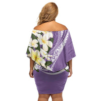 Aloha Hawaii Festive Family Matching Off Shoulder Short Dress and Hawaiian Shirt Frangipani Lace Classic - Lavender LT7 - Polynesian Pride