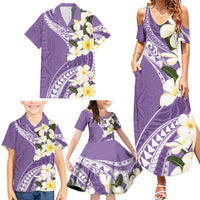 Aloha Hawaii Festive Family Matching Summer Maxi Dress and Hawaiian Shirt Frangipani Lace Classic - Lavender LT7 - Polynesian Pride