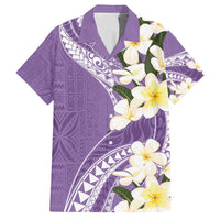 Aloha Hawaii Festive Family Matching Summer Maxi Dress and Hawaiian Shirt Frangipani Lace Classic - Lavender LT7 Dad's Shirt - Short Sleeve Lavender - Polynesian Pride