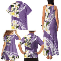 Aloha Hawaii Festive Family Matching Tank Maxi Dress and Hawaiian Shirt Frangipani Lace Classic - Lavender LT7 - Polynesian Pride