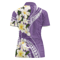 Aloha Hawaii Festive Women Polo Shirt Frangipani Lace Classic - Lavender