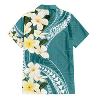 Aloha Hawaii Festive Family Matching Mermaid Dress and Hawaiian Shirt Frangipani Lace Classic - Teal LT7 - Polynesian Pride