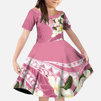 Aloha Hawaii Festive Family Matching Off The Shoulder Long Sleeve Dress and Hawaiian Shirt Frangipani Lace Classic - Rosy LT7 Daughter's Dress Pink - Polynesian Pride