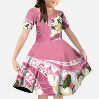 Aloha Hawaii Festive Family Matching Off Shoulder Maxi Dress and Hawaiian Shirt Frangipani Lace Classic - Rosy LT7 Daughter's Dress Pink - Polynesian Pride