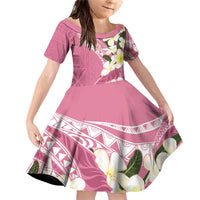 Aloha Hawaii Festive Family Matching Off Shoulder Short Dress and Hawaiian Shirt Frangipani Lace Classic - Rosy LT7 Daughter's Dress Pink - Polynesian Pride