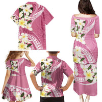 Aloha Hawaii Festive Family Matching Puletasi and Hawaiian Shirt Frangipani Lace Classic - Rosy LT7 - Polynesian Pride