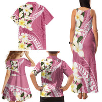 Aloha Hawaii Festive Family Matching Tank Maxi Dress and Hawaiian Shirt Frangipani Lace Classic - Rosy LT7 - Polynesian Pride