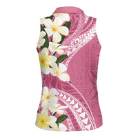Aloha Hawaii Festive Women Sleeveless Polo Shirt Frangipani Lace Classic - Rosy LT7 - Polynesian Pride