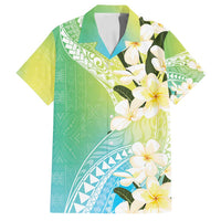 Aloha Hawaii Festive Family Matching Long Sleeve Bodycon Dress and Hawaiian Shirt Frangipani Lace Classic - Summer Vibes LT7 Dad's Shirt - Short Sleeve Blue Green - Polynesian Pride