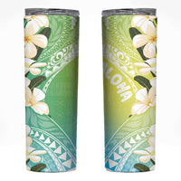 Aloha Hawaii Festive Skinny Tumbler Frangipani Lace Classic - Summer Vibes LT7 Blue Green - Polynesian Pride