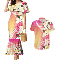 Aloha Hawaii Festive Couples Matching Mermaid Dress and Hawaiian Shirt Frangipani Lace Classic - Spring Vibes LT7 Colorful - Polynesian Pride