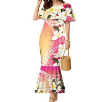 Aloha Hawaii Festive Family Matching Mermaid Dress and Hawaiian Shirt Frangipani Lace Classic - Spring Vibes LT7 Mom's Dress Colorful - Polynesian Pride
