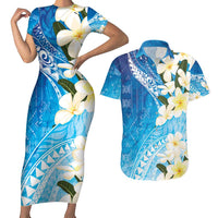 Aloha Hawaii Festive Couples Matching Short Sleeve Bodycon Dress and Hawaiian Shirt Frangipani Lace Classic - Oceanic LT7 Navy - Polynesian Pride