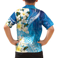 Aloha Hawaii Festive Family Matching Off The Shoulder Long Sleeve Dress and Hawaiian Shirt Frangipani Lace Classic - Oceanic LT7 - Polynesian Pride