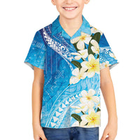 Aloha Hawaii Festive Family Matching Off The Shoulder Long Sleeve Dress and Hawaiian Shirt Frangipani Lace Classic - Oceanic LT7 Son's Shirt Navy - Polynesian Pride