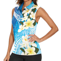 Aloha Hawaii Festive Women Sleeveless Polo Shirt Frangipani Lace Classic - Oceanic LT7 - Polynesian Pride