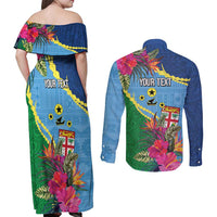 Personalized Malampa Fiji Day Together We Grow Couples Matching Off Shoulder Maxi Dress and Long Sleeve Button Shirt Special Tapa Mix LT7 - Polynesian Pride