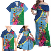 Personalized Malampa Fiji Day Together We Grow Family Matching Off Shoulder Maxi Dress and Hawaiian Shirt Special Tapa Mix LT7 - Polynesian Pride