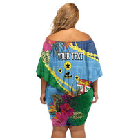 Personalized Malampa Fiji Day Together We Grow Family Matching Off Shoulder Short Dress and Hawaiian Shirt Special Tapa Mix LT7 - Polynesian Pride