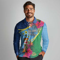 Personalized Malampa Fiji Day Together We Grow Long Sleeve Polo Shirt Special Tapa Mix LT7 - Polynesian Pride