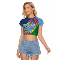 Personalized Malampa Fiji Day Together We Grow Raglan Cropped T Shirt Special Tapa Mix LT7 Female Colorful - Polynesian Pride