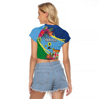 Personalized Malampa Fiji Day Together We Grow Raglan Cropped T Shirt Special Tapa Mix LT7 - Polynesian Pride