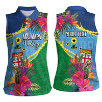 Personalized Malampa Fiji Day Together We Grow Women Sleeveless Polo Shirt Special Tapa Mix LT7 - Polynesian Pride